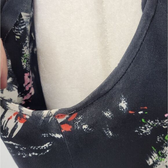 VINTAGE‎ 60s/70s dress black floral sleeveless midi  M - Picture 7 of 13